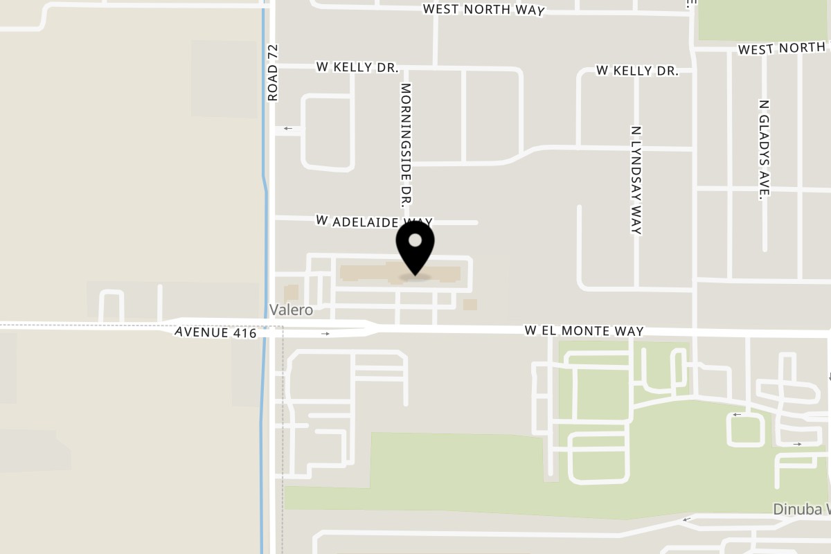 Map showing the location of New York Pizza and Grill on 1401 W El Monte Way #106 in Dinuba